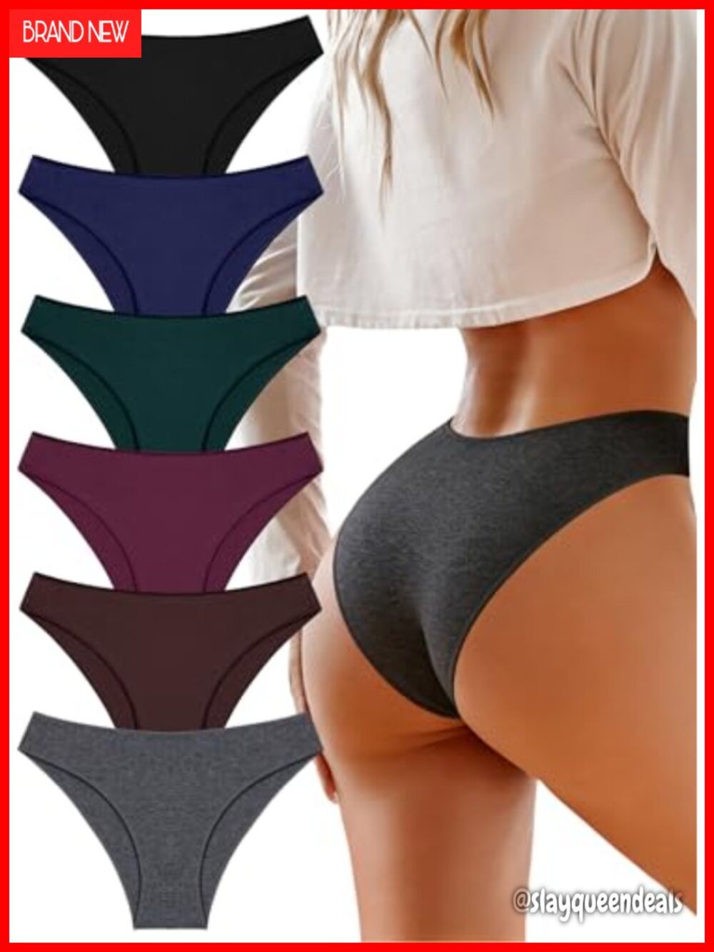 Cotton Cheeky Bikini Panties Sexy Low Rise Stretch Underwear 6 Pack